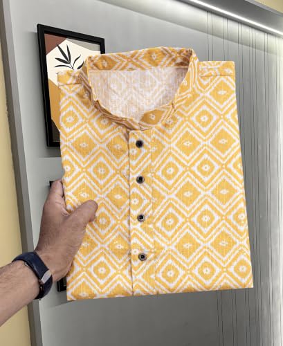 Image of FOXDX Men's Traditional Cotton Floral Printed Only Kurta