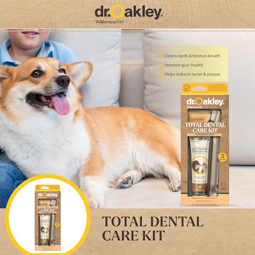 Image of Dr. Oakley Dog Toothpaste Chicken Flavor Enzymatic Dental Kit with Toothbrush & Finger Brush Vet Recommended - 3-Piece Set