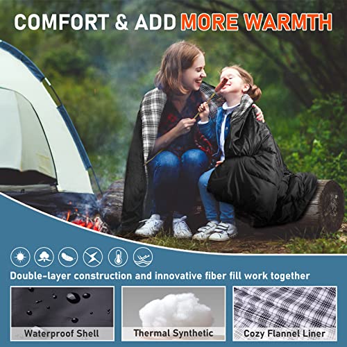 Mereza Flannel Double Sleeping Bags For Adults,Xl Queen Size Sleeping Bag For Camping Mens 2 Person Sleeping Bags For Cold Weather & Warm Two Person Sleeping Bag Hiking Backpacking #TOP2