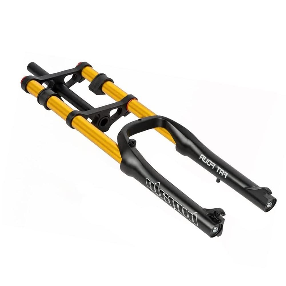 WIQUYBML Suspension Forks Double Shoulder Fat Bike Fork 20" 4.0" Air Forkes Snow MTB Front Travel 130mm 1-1/8" Disc Brake QR Magnesium Alloy Adjustable Rebound For Beach XC AM