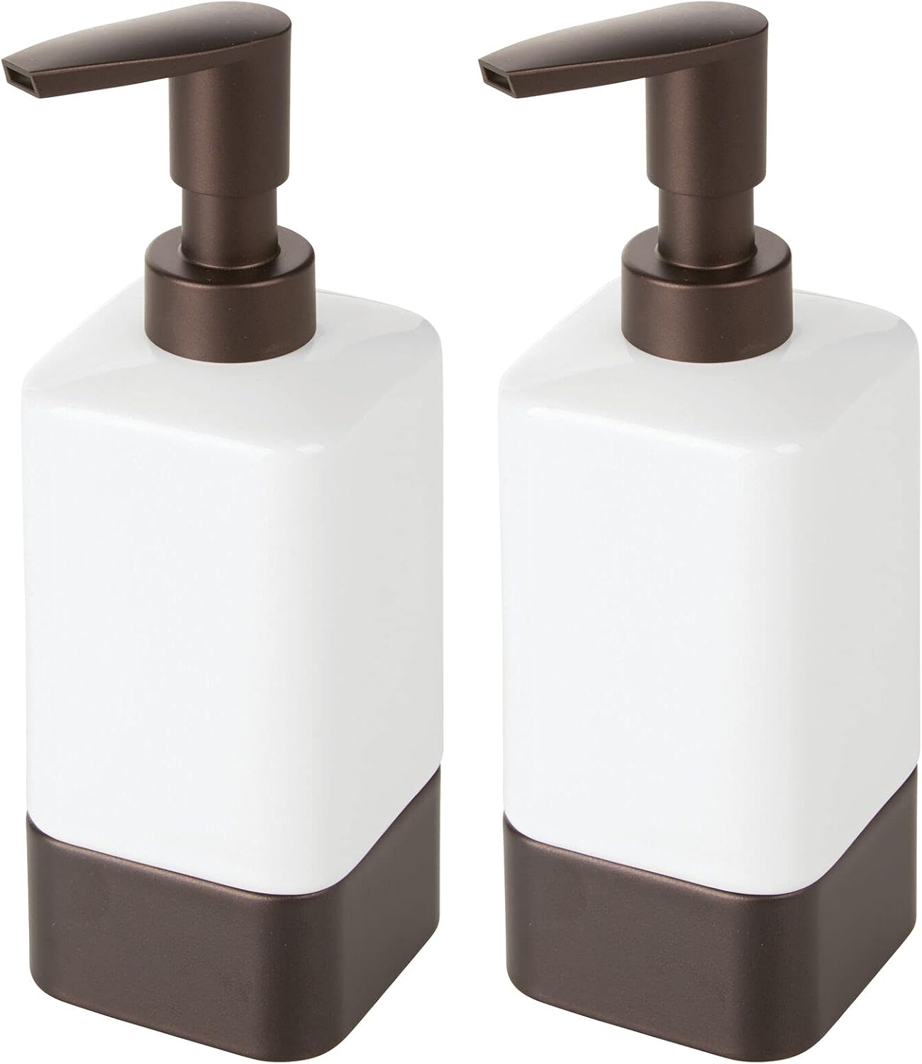 mDesign Set of 2 Refillable Soap Dispenser — Stylish Square Ceramic