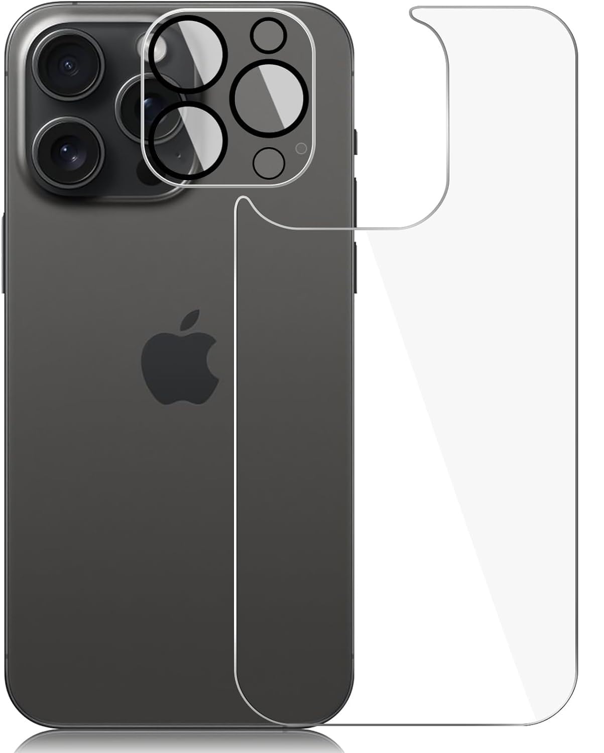 TECH KONNECT Back Guard With Camera Lens Protector Compatible With iPhone 15 Pro Max, Flexible Back Guard with Transparent 9H Camera Protector Case Friendly (iPhone 15 Pro Max, Back+ Camera Glass)