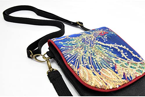 Embroidered Crossbody Bag for Women Handbags Wristlet Wallet Bag Cell-phone Pouch Coin Purse Cute Mini Vintage4