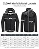 33,000ft Men's Softshell Waterproof Jackets Fleece Lining Outdoor Windproof Windbreaker Coats with Multi Pockets Removeable Hood Black 3XL #5