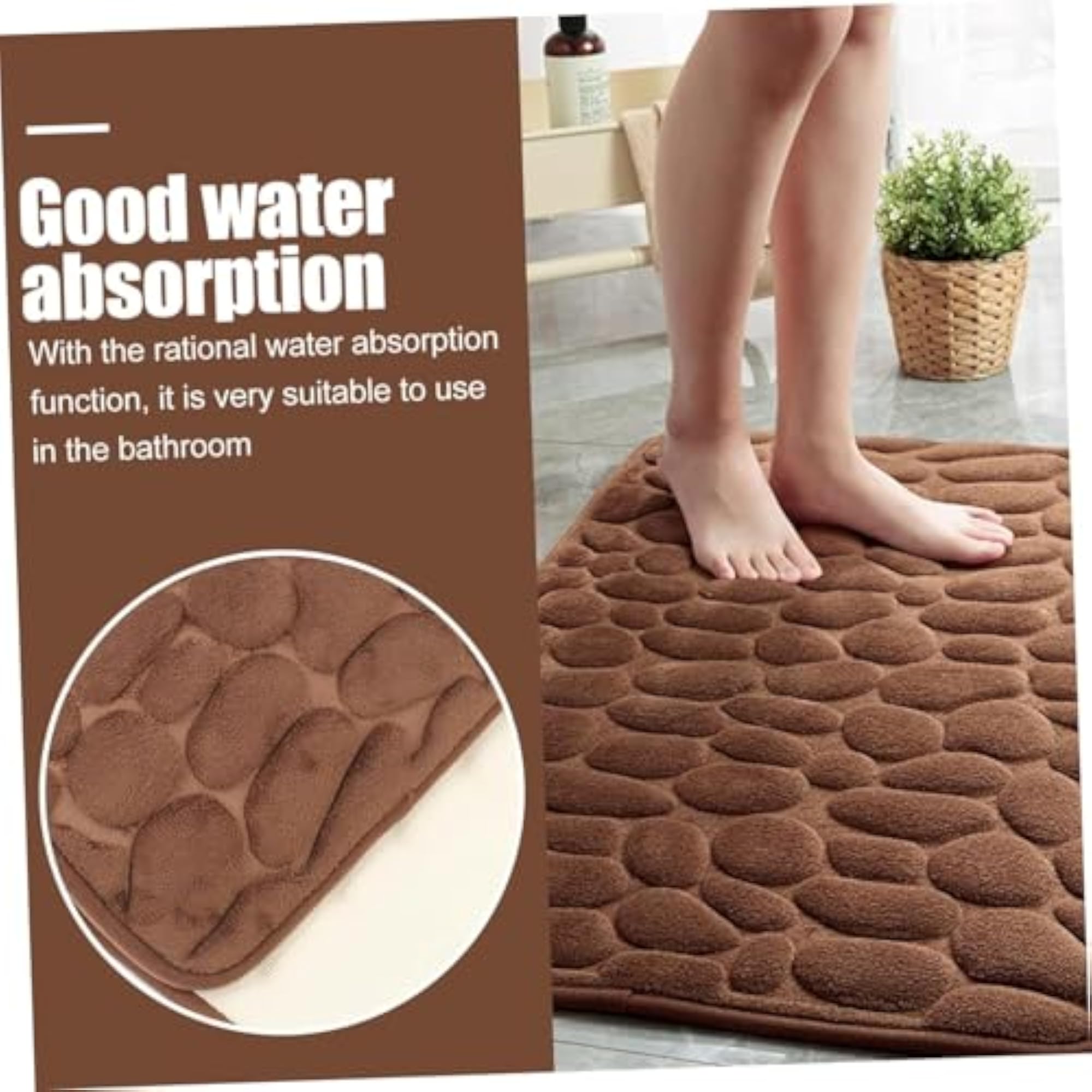 Memory Foam Bath Mat, Cobblestone Design