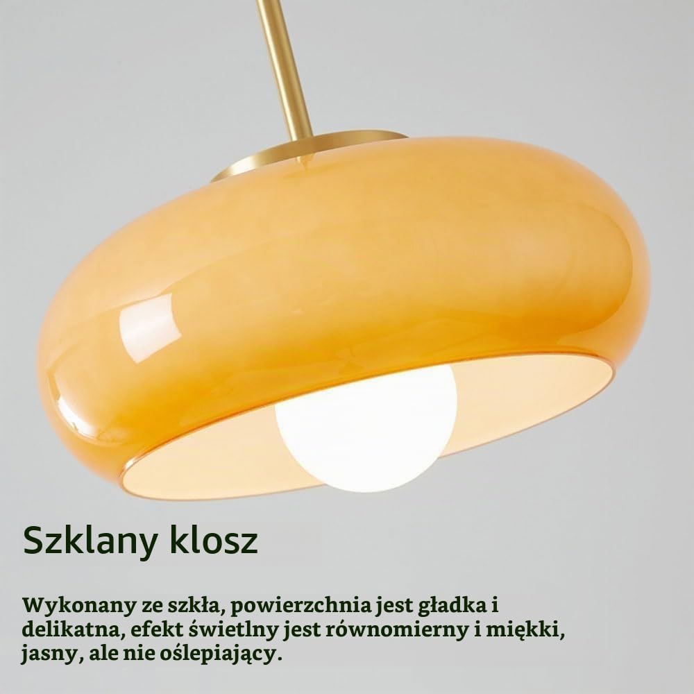 1 Światło Vintage Kuchnia Wisząca Lampa Regulowana Wysokość z Białym Szklanym Żyrandolem E27 Wisząca Lampa Nadaje Się Do Salonu Garderoby Jadalni Korytarza Stolika Nocnego(Orange,1PC)