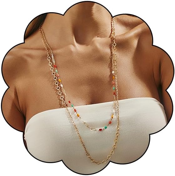 Long Pearl Necklaces for Women Faux White Pearl Beads Strand Layered Pearl Necklaces Sweater Tassel Necklace