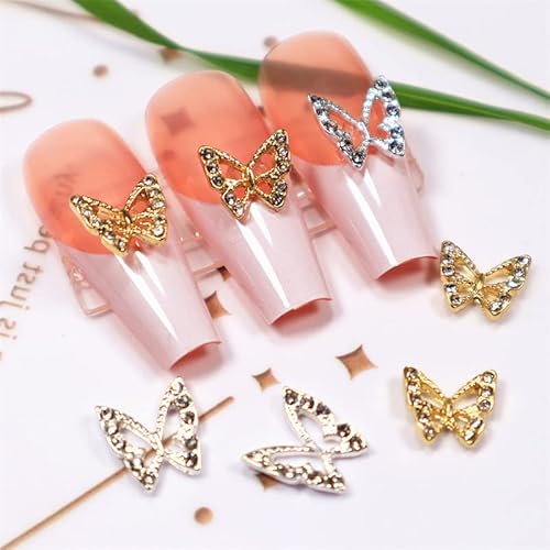 Kachimoo Butterfly Nail Charms,20Pcs Metal Butterfly Nail Gems Nail Rhinestones,3D Nail Butterfly Charms For Acrylic Nails Diy Craft Nail Art Accessories (Silver) #TOP5