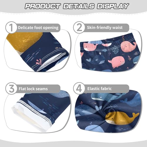 Whale Coral Cartoon Girls Leggings Ultra Soft Compression Yoga Gym Pants for Kids 4-10T3