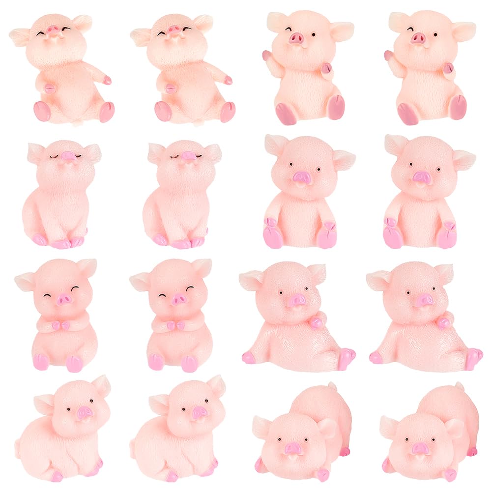 AHANDMAKER 24Pcs Resin Miniature Pig Figurines Cute Pink Pig Figures Mini Resin Pig Figurines Miniature Pig Cake Toppers for Cake Decoration, DIY Crafts, Car Home Desktop Decoration