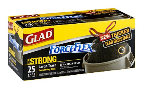 Glad Large Trash Bags with Drawstring, 30 Gallon 25 bags