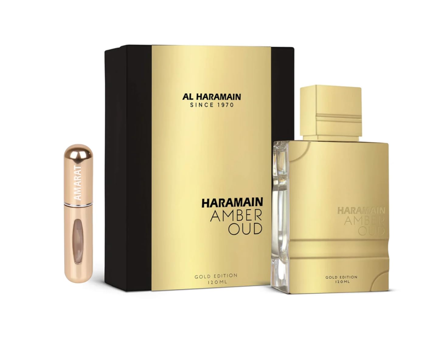 Perfume Amber Oud Gold Edition 120 ml, Perfume Árabe Unisex de Larga Duración, Eau da Parfum Importado desde Dubái, Incluye Atomizador Recargable 5ML (Amber Oud Gold Edition 120ml)