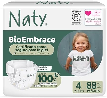 Naty BioEmbrace Pañales Bebé | Seguros para piel sensible | Prote...