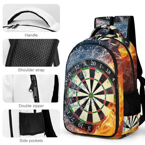 Dart Board Target Water Fire Laptop Backpack Multiple Compartments Travel Backpack Casual Shoulder Bag Fashion Computer Bag for Work Shopping4