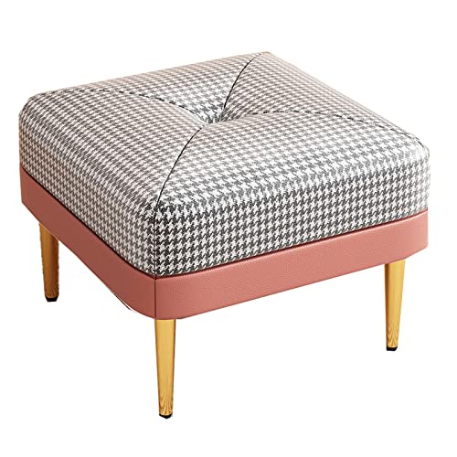 ZABEES Taburete pequeño y bajo para cocina, taburete otomano de metal, portátil, de lujo, para cambiar zapatos, para sala de estar, dormitorio, asiento acolchado