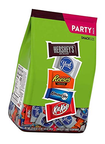 Hershey Assorted Miniatures Milk and Dark Chocolate Assortment Candy, Easter, 33.43 oz Party Bag (60 Pieces) Pack of 1