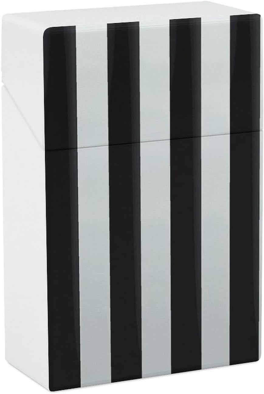 Black and-White Stripes Cigarette Case 100's King Size Cigarette Box Holds 16,Portable & Waterproof Cigarette Pack for Men Women Gifts