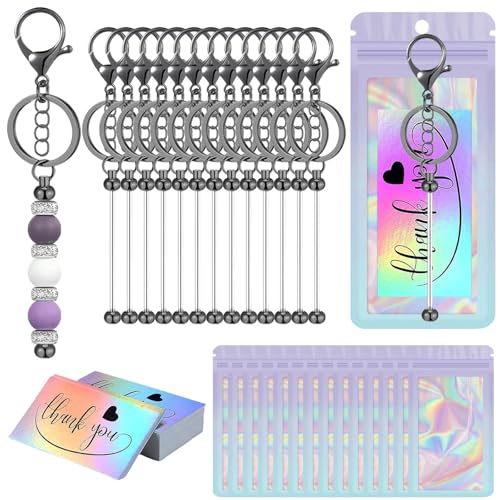 El Mejor Listado de Kits de fabricación de abalorios - los preferidos. 42 42 barras de llavero con abalorio en blanco a granel, kit de fabricación de llaveros de abalorio, suministros de llavero de abalorio, 14 barras de llavero de metal, 14 bolsas, 14...