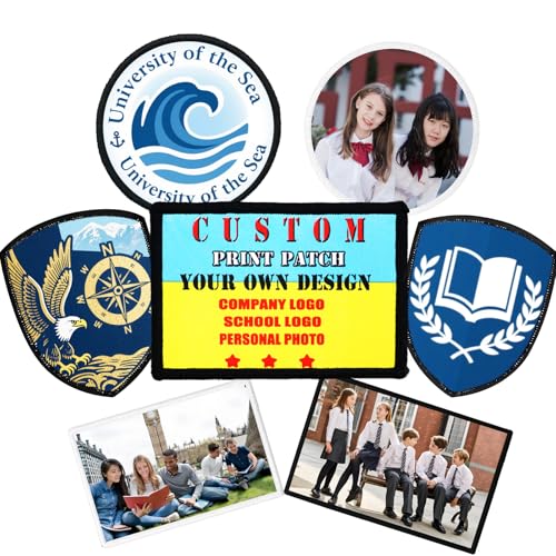 Personaliza tu Parche de Impresión de Imagen, Parches de Respaldo Tácticos Personalizados Para Planchar/Coser/Gancho y Bucle Para Chaquetas Agrega tu Foto/Logotipo/Texto Impresión de Tela-Rectángulo