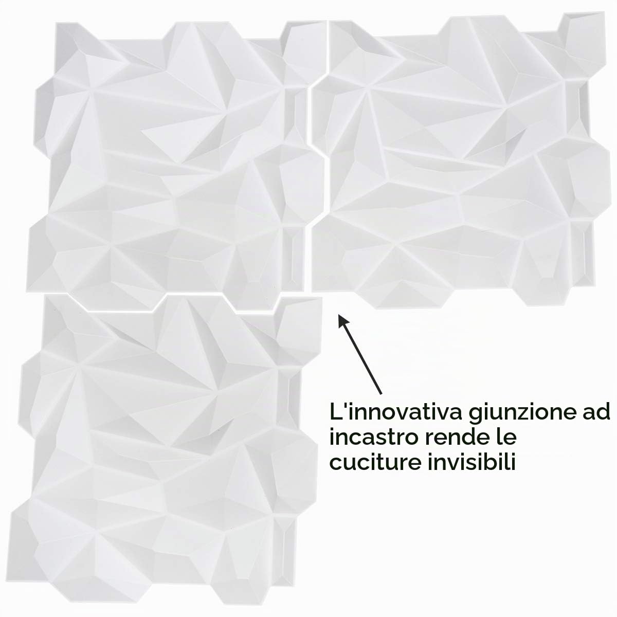 Art3d Pannello da parete in PVC 3D Diamond Jagged Matching-Matt White, per interni residenziali e commerciali