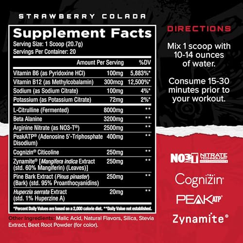 Image of Unmatched Dissident Non Stim Pre Workout Powder for Men & Women | Citrulline, Beta Alanine, Peak ATP | Natural Flavors & Sweeteners | 20 Servings (Strawberry Colada)