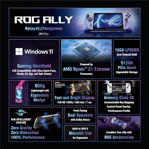 ASUS-ROG-Ally-Handheld-Gaming-Console-1778cm-7120HzAMD-Ryzen-Z1-Extreme-Processor16GB512GB-SSDWindows-11-Home