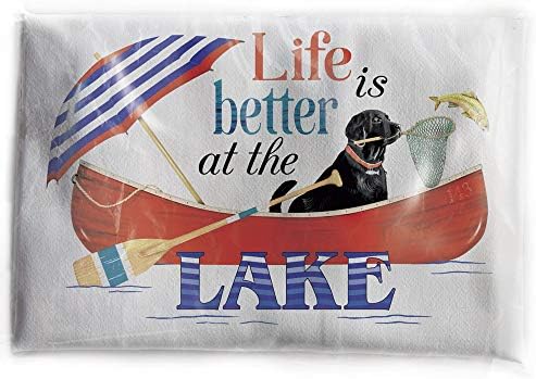 Mary Lake-Thompson Life Is Better At The Lake Cotton Flour Sack Dish Towel