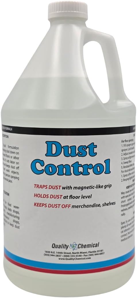 Quality Chemical Dust Control Spray – Professional Floor Dust Suppressant for Concrete & Wood Floors – Traps Dust with Magnetic-Like Grip, – Warehouses, Body Shops, Manufacturing – 128 oz (Pack of 1)