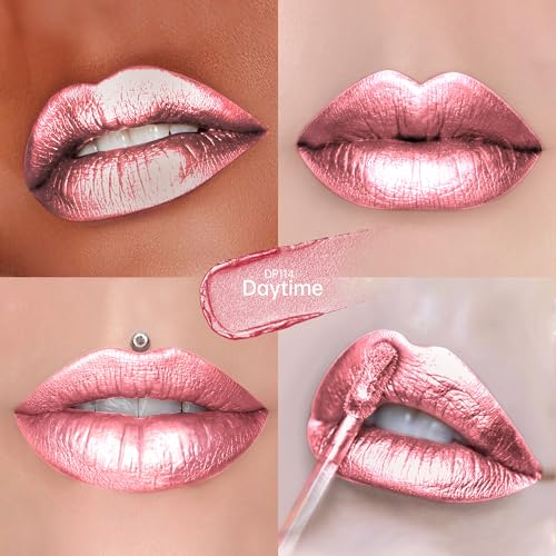 Image of Depuplum 3Pc Metallic Lipstick for Women Dark Red Bronze Pink Lip Gloss