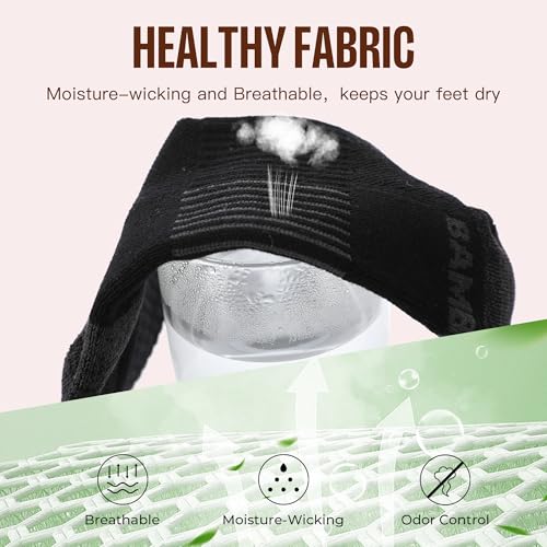Image of BAMBOO COOL Athletic Ankle Socks Womens Anti-Odor Socks Moisture-Wicking Running Cushioned Anti-Blister 5 /6 Pairs