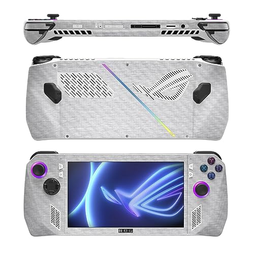 Image of MightySkins Carbon Fiber Skin Compatible with Asus ROG Ally - Brushed Aluminium | Protective, Durable Textured Carbon Fiber Finish | Easy to Apply