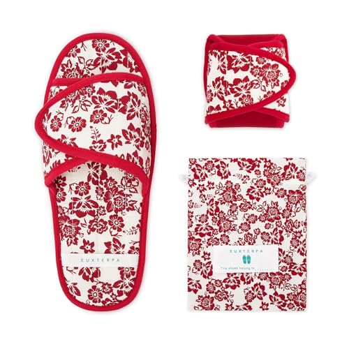 Image of EUXTERPA Women Travel Slippers, Adjustable Ladies Slipper, Lightweight Easy Carry Foldable Travel Slippers with Storage Bag