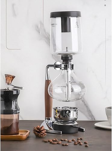 Miniatura 6 de JITEM Cafetera Syphon Cafetera manual retro de vidrio al vacío sifón percoladores 3-5 tazas de vidrio de mesa de sifón cafetera para café o té