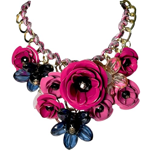 Flower Bib Statement Necklace Chunky Flower Statement Necklace Drama Bib Collar Jewelry Set for Women Prom Party Jewelry