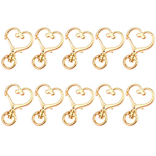 FunPa 10 llaveros de metal prácticos con forma de corazón decorativo para llaves y llaves para colgar en el bolso