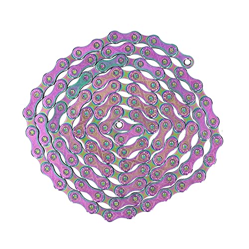 SPYMINNPOO 10 Fach Fahrradkette, Fahrrad Rainbow Kette 116 Glieder mit Magic Buckle für MTB Rennrad Mountainbike