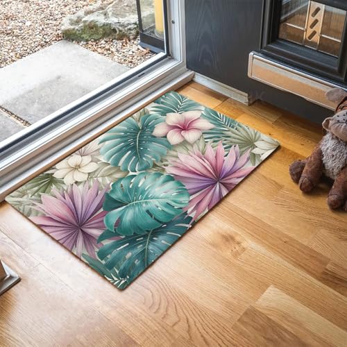 Felpudo entrada verde claro para decorar el pasillo con estilo botánico 3