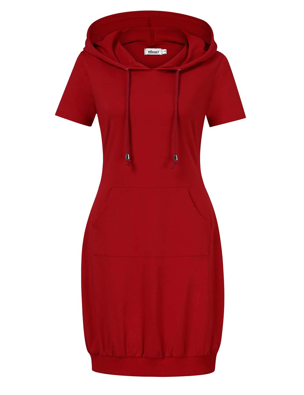 MISSKY Women's Pullover Hooded Kangaroo Pocket Sweatshirt Casual Hoodie Dress