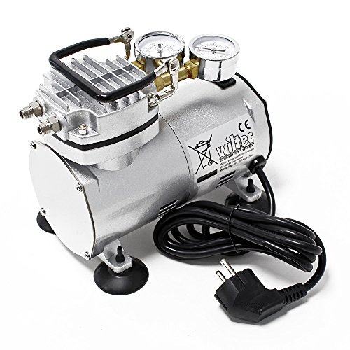 Wiltec airbrush compressor AS20W met vacuümpomp luchtcompressor tot 4 bar airbrushcompressor 1 cilinder olievrij - Afbeelding 3