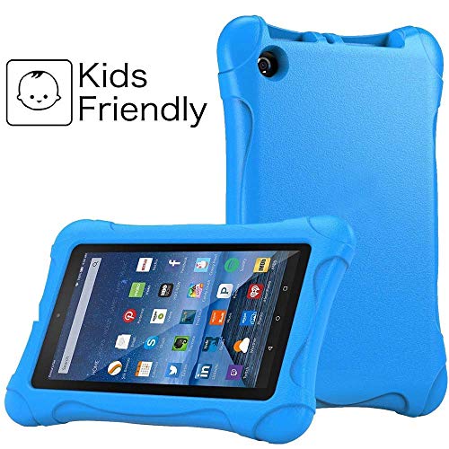 FINDING CASE Fits All-New Amazon Fire 7 Tablet | 7" display (9th & 7th & 5th Generation, 2019 & 2017 & 2015 Release) - Light Weight Shock Proof Protective Soft Silicone Kids Friendly Back Cover blue