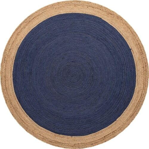 Tappeto in iuta intrecciato, 9 x 90 cm, interno blu navy