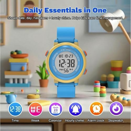 Image of BAWY Kids Tracking Watch Compatible with Apple Find My | Digital Watch with Tag for Kids, Tracking Tag Bluetooth GPS 30M Outdoor Range No Sim Needed | Anti-Lost Alert, Alarm, Waterproof Watch (Blue).