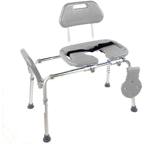 Platinum Health Sliding Shower Chair HydroGlyde Premium Heavy Duty, Padded Bathtub Transfer Bench with Cut Out Seat, for Bath Tub, Adjustable Legs, and Safety Belt, Quick Tool-Less Assembly, Gray