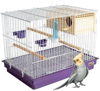 Gaiola Criadeira Para Aves Calopsita Com Ninho Mdf Cor Branco E Lilás Jel Plast Pet Piu