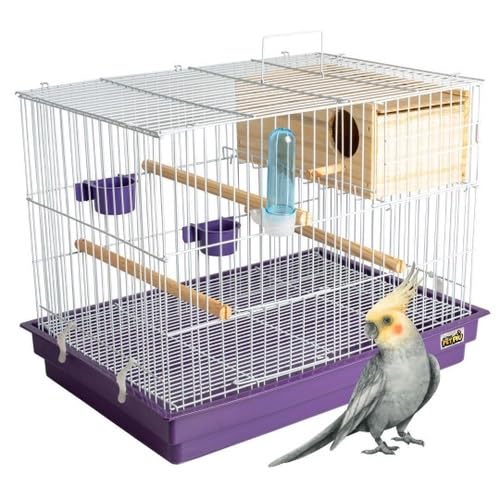 Gaiola Criadeira Para Aves Calopsita Com Ninho Mdf Cor Branco E Lilás Jel Plast Pet Piu