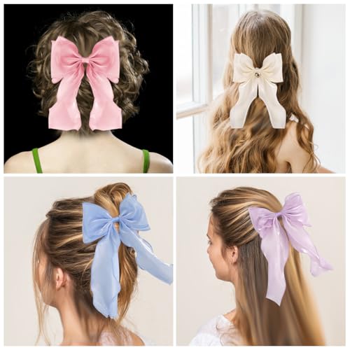 Pinza lazo grande para cabello mujer, blanca miniatura 7
