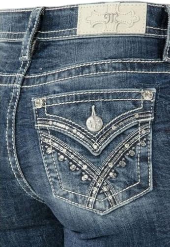 Miss Me - Womens 33" Mid-Rise Straight Jeans, Color Medium Grayish/Blue, Size: 283