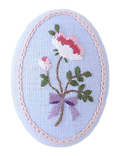 Lecien (Russian) Embroidery Kit Botanical Embroidery Series Antique Rose Brooch 841