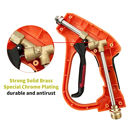 Sooprinse High Pressure Washer Gun, Power Washer Gun With Replacement Extension Wand, 5 Nozzles Tips, M22 Fitting, 37 Inch, 3000 Psi, Orange #TOP7