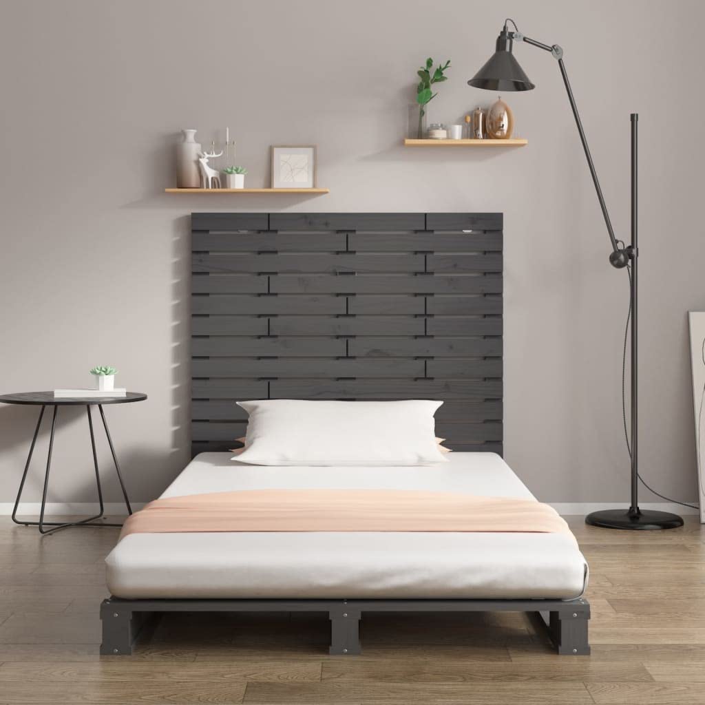 824675 Testiera da Parete Grigia 96x3x91,5cm in Legno Massello di Pino Testata in Legno,Testata Letto Matrimoniale Muebles Dormitorio Spalliera Letto Testiere per Letto Matrimoniale